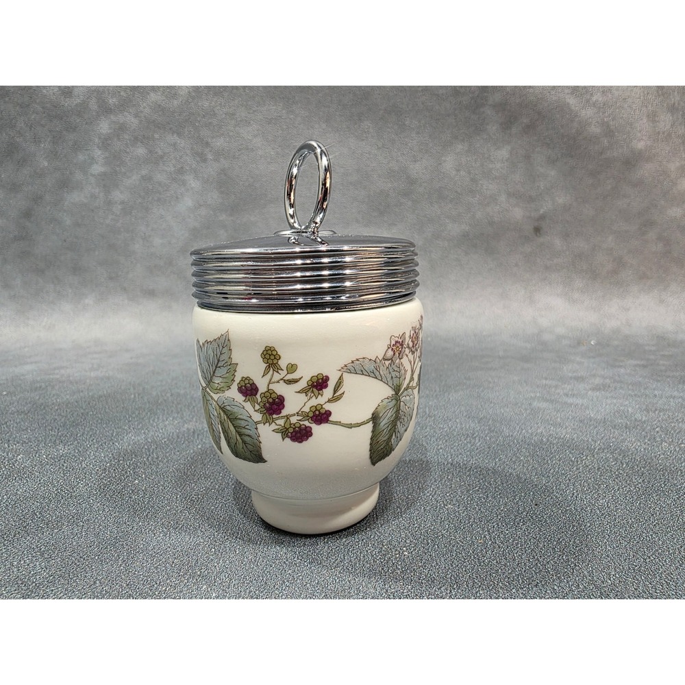 Royal Worcester Blackberry Porcelain Egg Coddler Chrome Lid Made in England
